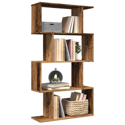 Walplus Room Divider Bookcase 4 Tier Old Wood 70X24X129 Cm Engineered Wood - image 1
