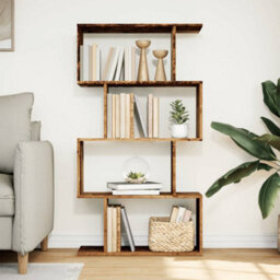 Walplus Room Divider Bookcase 4 Tier Old Wood 70X24X129 Cm Engineered Wood - thumbnail 3