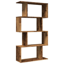 Walplus Room Divider Bookcase 4 Tier Old Wood 70X24X129 Cm Engineered Wood - thumbnail 7