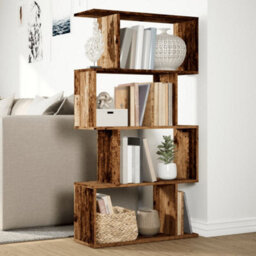 Walplus Room Divider Bookcase 4 Tier Old Wood 70X24X129 Cm Engineered Wood - thumbnail 4