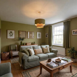 Happy Homewares Dark Olive Linen Fabric And Natural Rattan Scallop Pendant Lamp Shade - thumbnail 6