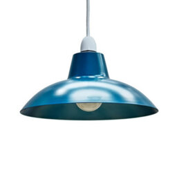 Valuelights Civic Retro Style Gloss Blue Metal Easy Fit Ceiling Light Shade (D)28.8Cm