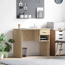 Berkfield Modern Desk With Storage Sonoma Oak 90X49.5X75 Cm Engineered Wood - thumbnail 2