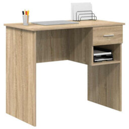 Berkfield Modern Desk With Storage Sonoma Oak 90X49.5X75 Cm Engineered Wood - thumbnail 3