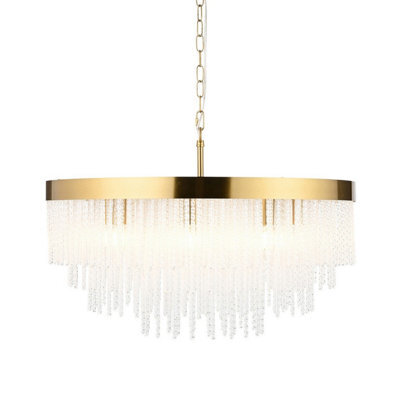Luminosa Lighting Luminosa Anistoria Grand Pendant Ceiling Light Brushed Aged Brass Plate & Clear Glass 9X E14 - image 1