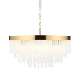 Luminosa Lighting Luminosa Anistoria Grand Pendant Ceiling Light Brushed Aged Brass Plate & Clear Glass 9X E14 - thumbnail 1