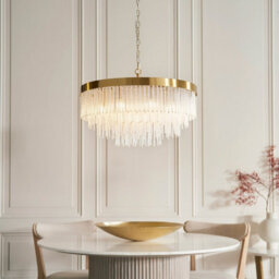 Luminosa Lighting Luminosa Anistoria Grand Pendant Ceiling Light Brushed Aged Brass Plate & Clear Glass 9X E14 - thumbnail 2