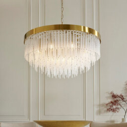 Luminosa Lighting Luminosa Anistoria Grand Pendant Ceiling Light Brushed Aged Brass Plate & Clear Glass 9X E14 - thumbnail 4