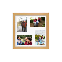AK Frames 12X12 Country Pine Modern Multi Photo Frame With White Mount - Holds 4 Apertures (4X) 6X4 Photos