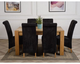 That's Furniture Kuba 150 X 85 Cm Chunky Medium Oak Dining Table And 6 Chairs Dining Set With Montana Black Fabric Chairs - thumbnail 2