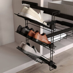 Emuca Pull-Out Side Shoe Rack For Closets And Walk-In Closets Hack, Right, Textured Black Painted, Steel - thumbnail 2