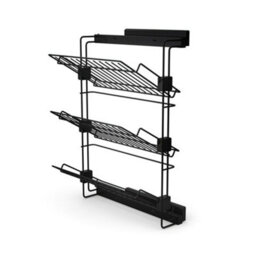 Emuca Pull-Out Side Shoe Rack For Closets And Walk-In Closets Hack, Right, Textured Black Painted, Steel - thumbnail 1