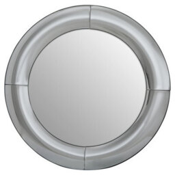 Orsina Silver Round Wall Mirror, Art Deco Style Decorative Mirror For Living Room, Hallway, Silver Frame Wall Mirror - thumbnail 1