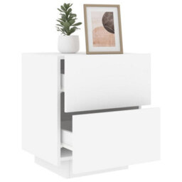 Berkfield Bedside Cabinet With Led Lights White Engineered Wood - thumbnail 5