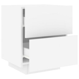 Berkfield Bedside Cabinet With Led Lights White Engineered Wood - thumbnail 6