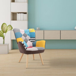 Living And Home Linen Tufted Back Armchair With Plush Cushioning And Natural Rubberwood Legs - thumbnail 3