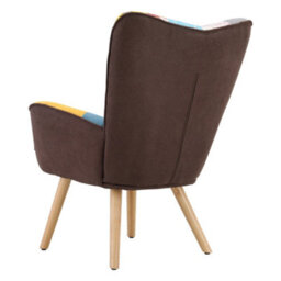 Living And Home Linen Tufted Back Armchair With Plush Cushioning And Natural Rubberwood Legs - thumbnail 7