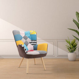 Living And Home Linen Tufted Back Armchair With Plush Cushioning And Natural Rubberwood Legs - thumbnail 2