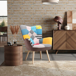 Living And Home Linen Tufted Back Armchair With Plush Cushioning And Natural Rubberwood Legs - thumbnail 5