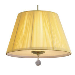 Luminosa Lighting Luminosa Siena Pendant Round 1 Light E27, Polished Brass With Amber Cream Shade And Clear Crystal - thumbnail 5