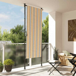 Berkfield Outdoor Roller Blind Yellow And White 120X270 Cm Fabric&steel