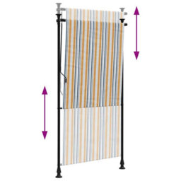 Berkfield Outdoor Roller Blind Yellow And White 120X270 Cm Fabric&steel - thumbnail 6