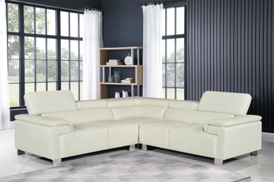 Genuine Leather White 2C2 Corner Sofa - image 1