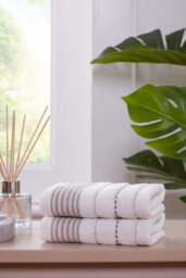 Rapport Home Dakota Stripe Pure Cotton Face Towel Natural
