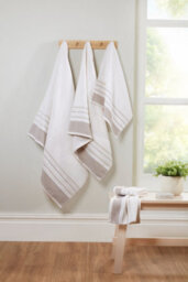 Rapport Home Dakota Stripe Pure Cotton Face Towel Natural - thumbnail 3