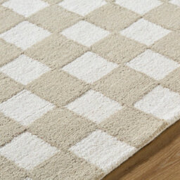 Livabliss Klopp-Hand Tufted Beige Ivory Wool Checkered Living Dining Bedroom Rug 183 X 275 Cm Easy Care, Non Shedding - thumbnail 3