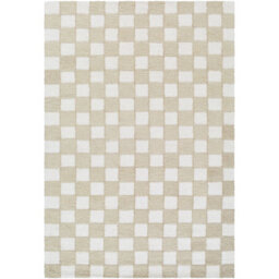 Livabliss Klopp-Hand Tufted Beige Ivory Wool Checkered Living Dining Bedroom Rug 183 X 275 Cm Easy Care, Non Shedding - thumbnail 2
