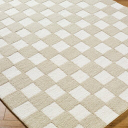 Livabliss Klopp-Hand Tufted Beige Ivory Wool Checkered Living Dining Bedroom Rug 183 X 275 Cm Easy Care, Non Shedding - thumbnail 6