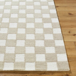 Livabliss Klopp-Hand Tufted Beige Ivory Wool Checkered Living Dining Bedroom Rug 183 X 275 Cm Easy Care, Non Shedding - thumbnail 5
