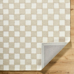 Livabliss Klopp-Hand Tufted Beige Ivory Wool Checkered Living Dining Bedroom Rug 183 X 275 Cm Easy Care, Non Shedding - thumbnail 4