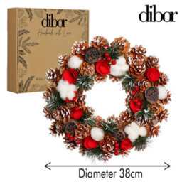 Dibor Traditional Pinecone And Roses Front Door Autumn Wreath Winter Spring Wreath 36Cm - thumbnail 5