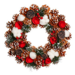 Dibor Traditional Pinecone And Roses Front Door Autumn Wreath Winter Spring Wreath 36Cm