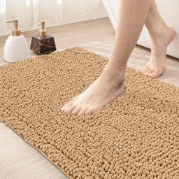 Ameha Beige Chenille Mat 40X60Cm, Extra Soft, Non-Slip, Absorbent Bath Rug & Doormat - thumbnail 2
