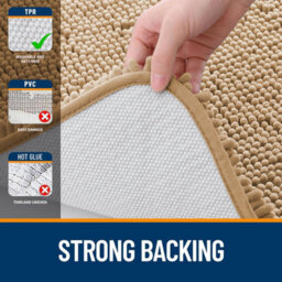 Ameha Beige Chenille Mat 40X60Cm, Extra Soft, Non-Slip, Absorbent Bath Rug & Doormat - thumbnail 7