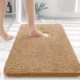 Ameha Beige Chenille Mat 40X60Cm, Extra Soft, Non-Slip, Absorbent Bath Rug & Doormat