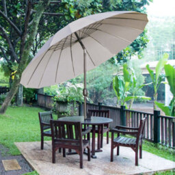Outsunny 2.5M Round Curved Adjustable Parasol Sun Umbrella Metal Pole Grey - thumbnail 1