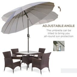 Outsunny 2.5M Round Curved Adjustable Parasol Sun Umbrella Metal Pole Grey - thumbnail 5