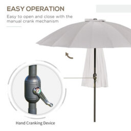 Outsunny 2.5M Round Curved Adjustable Parasol Sun Umbrella Metal Pole Grey - thumbnail 4