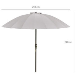 Outsunny 2.5M Round Curved Adjustable Parasol Sun Umbrella Metal Pole Grey - thumbnail 3