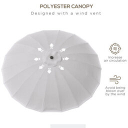 Outsunny 2.5M Round Curved Adjustable Parasol Sun Umbrella Metal Pole Grey - thumbnail 6