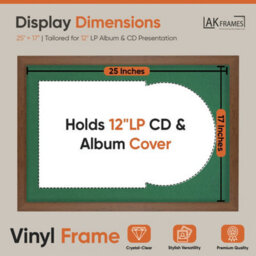 "AK Frames 25X17"" Walnut Modern Vinyl Record Frame With Emerald Mount For 12 Inch Lp Cover & Disc - Overlapped Design" - thumbnail 2