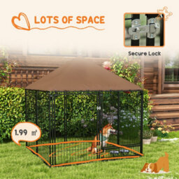 Pawhut Outdoor Dog House Kennel With Canopy Top & Lock Rotating Bowl Holder - thumbnail 8