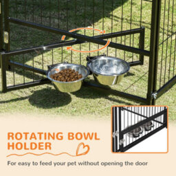 Pawhut Outdoor Dog House Kennel With Canopy Top & Lock Rotating Bowl Holder - thumbnail 6