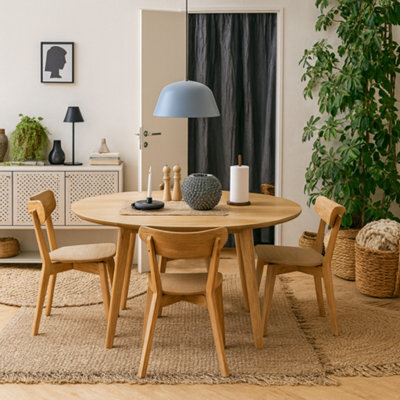 Wyld Haus Krakow 5-Piece Round Dining Set Natural Oak Effect Table And 4 Chairs - image 1