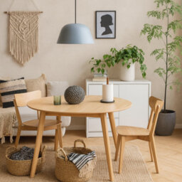 Wyld Haus Krakow 5-Piece Round Dining Set Natural Oak Effect Table And 4 Chairs - thumbnail 2