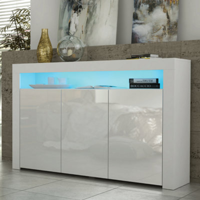 Aether Sideboard 155Cm White With High Gloss Doors And Led Lighting - Creative Furniture - image 1